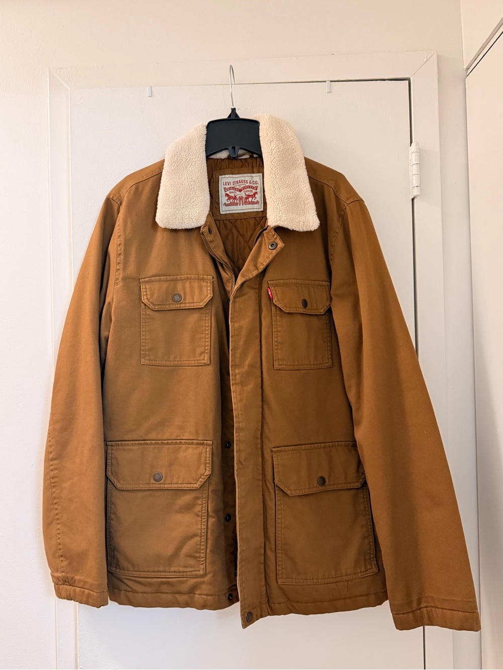 Levi’s Tan Jacket for Men with Cream Sherpa Collar